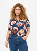Bluse mit kurzen &Auml;rmeln und V-Ausschnitt , Blau, Model image number 0