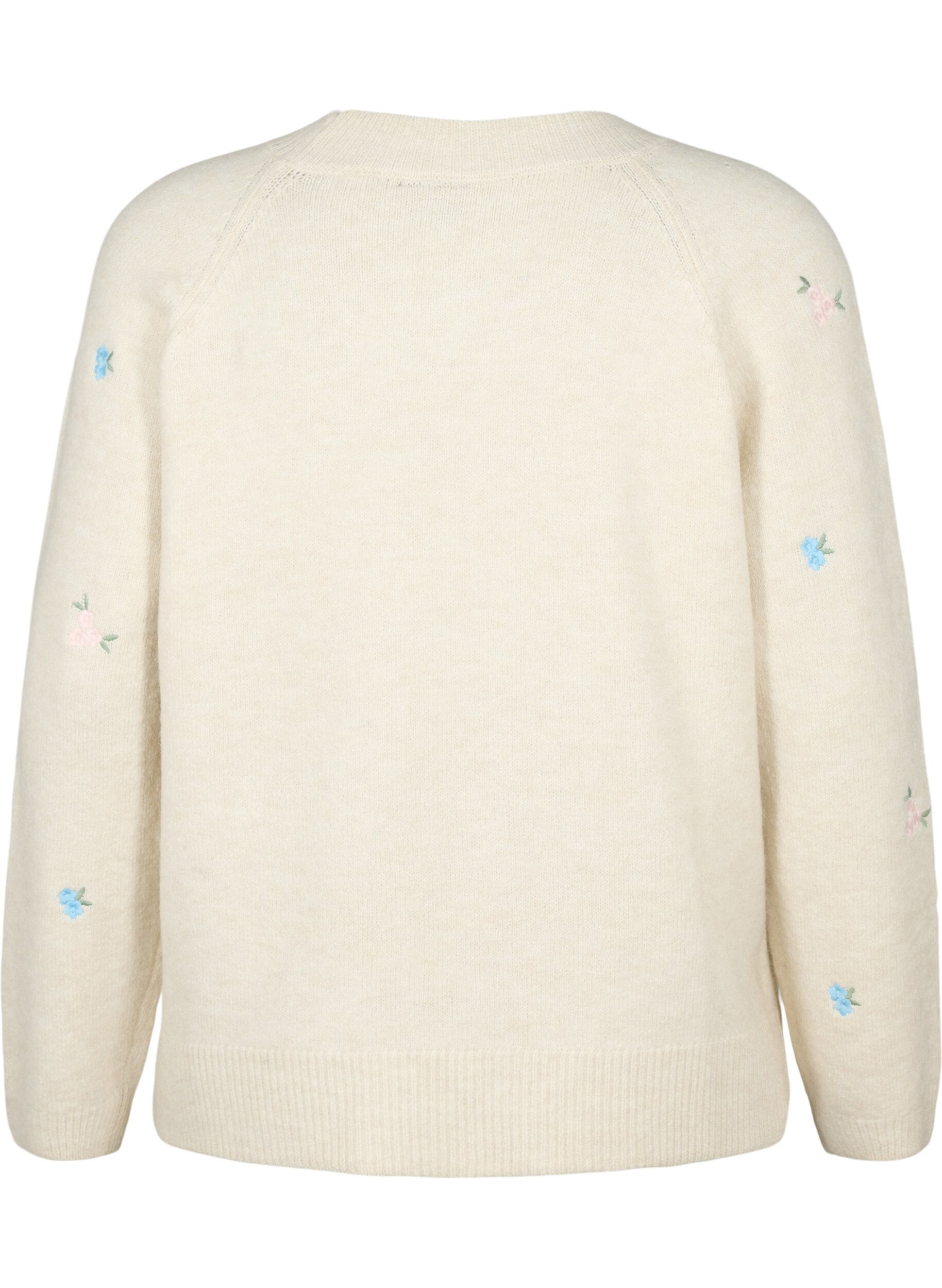 ZizziStrickpullover mit gestickten Blumen, Birch Comb, Packshot image number 1