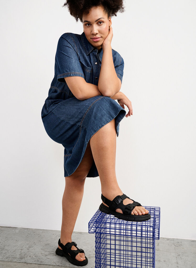 Wide Fit Sandalen, Schwarz, Image image number 0