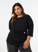 Bluse mit asymmetrischer Drapierung und 3/4-&Auml;rmeln, Schwarz, Model image number 0