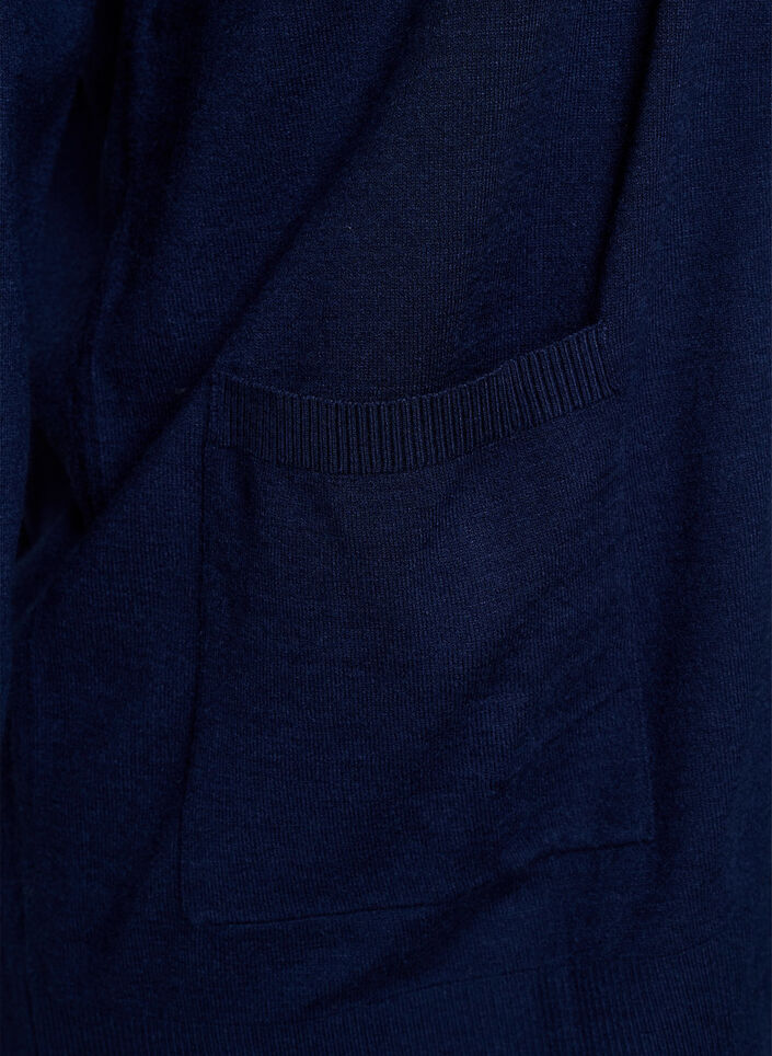 Lange offene Strickjacke mit Taschen, Blau, Packshot image number 3