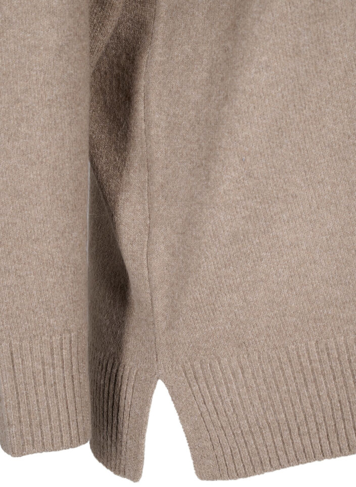  Strickbluse mit V-Ausschnitt, Desert Taupe Melange, Packshot image number 3