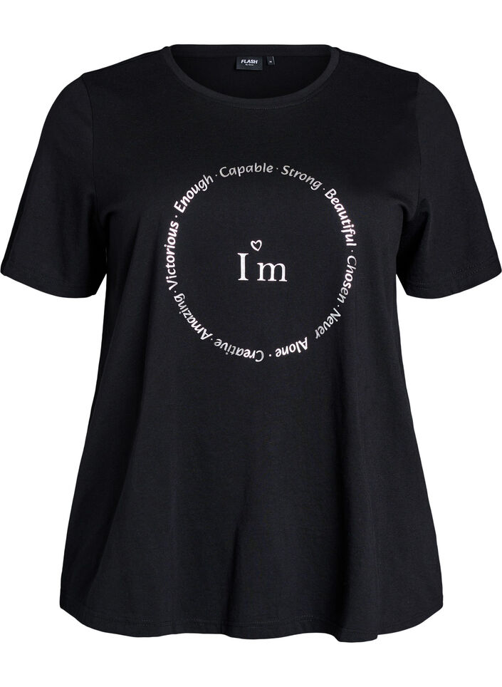 T-Shirt mit Print, Schwarz, Packshot image number 0
