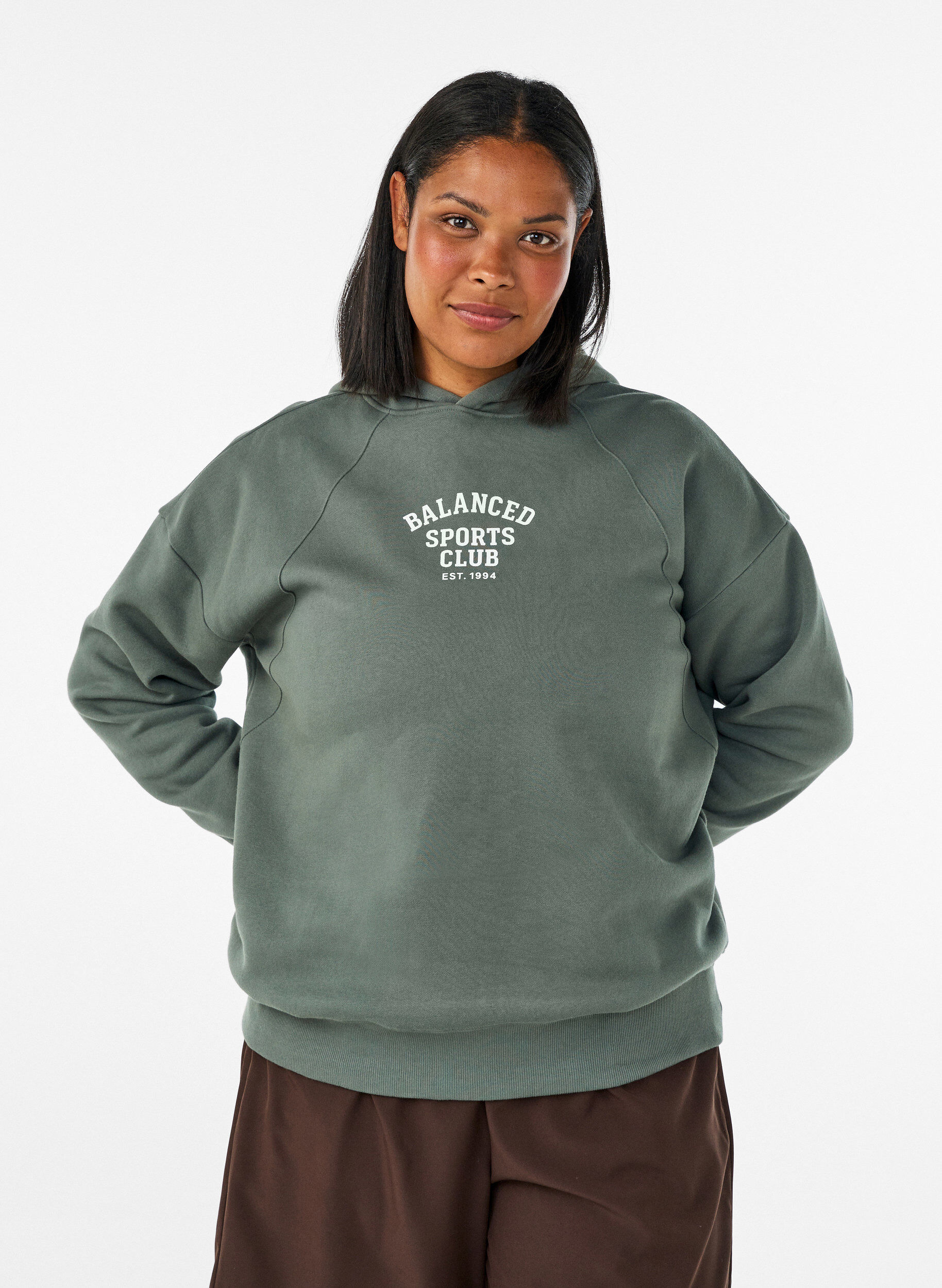 ZizziHoodie mit Brustaufdruck, Gr&uuml;n, Model image number 0