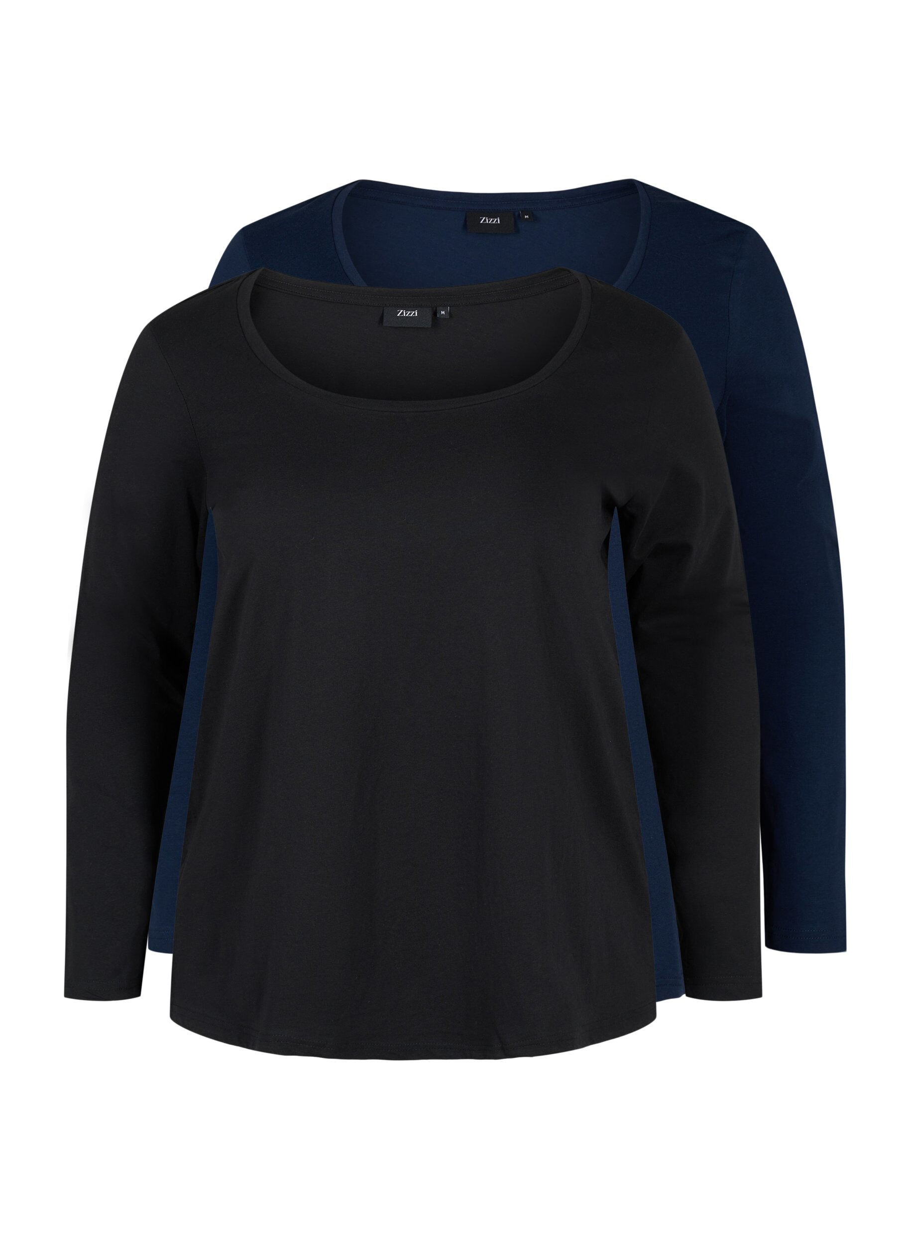 Zizzi2er-Pack Basic-Bluse aus Baumwolle, Black/Navy B, Packshot image number 0