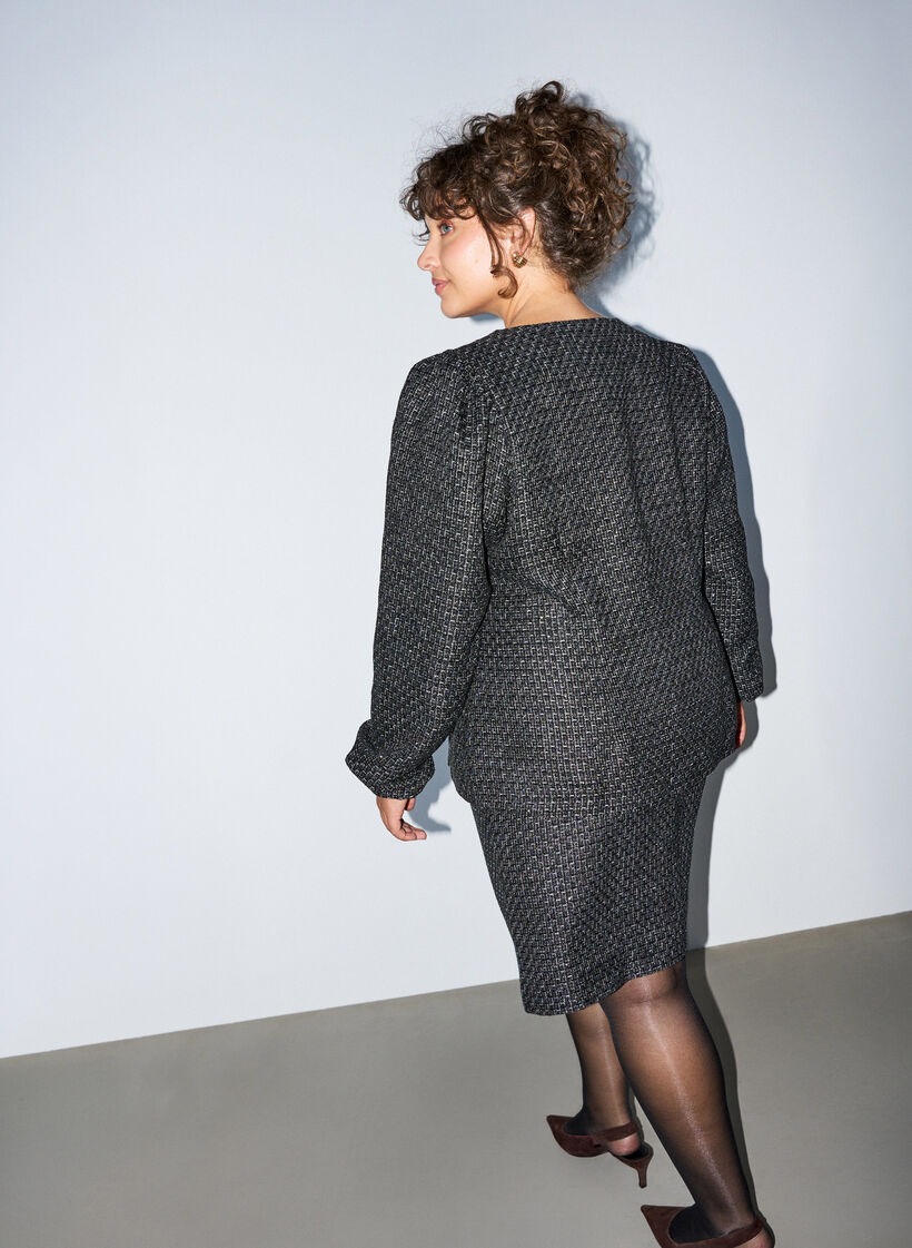 Boucl&eacute;-Jacke mit Pailletten und Zierkn&ouml;pfen, Schwarz, Model image number 2