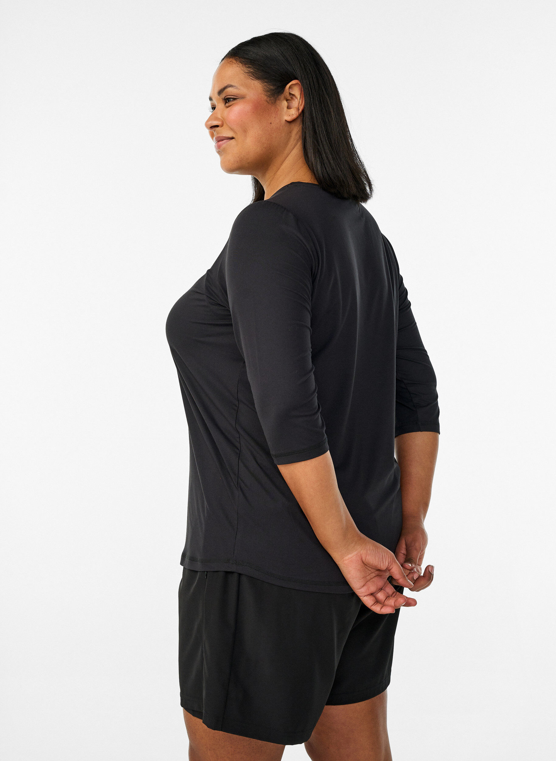 ZizziTrainingsshirt mit 3/4-&Auml;rmeln, Schwarz, Model image number 2