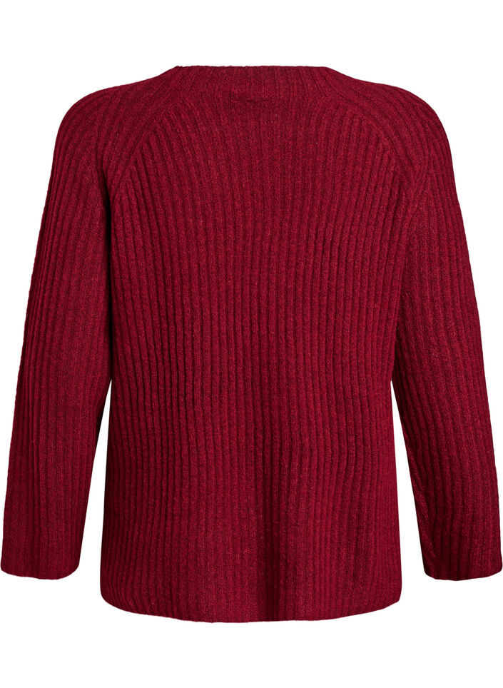 Pullover aus Rippstrick mit Zierknöpfen, Rot, Packshot image number 1