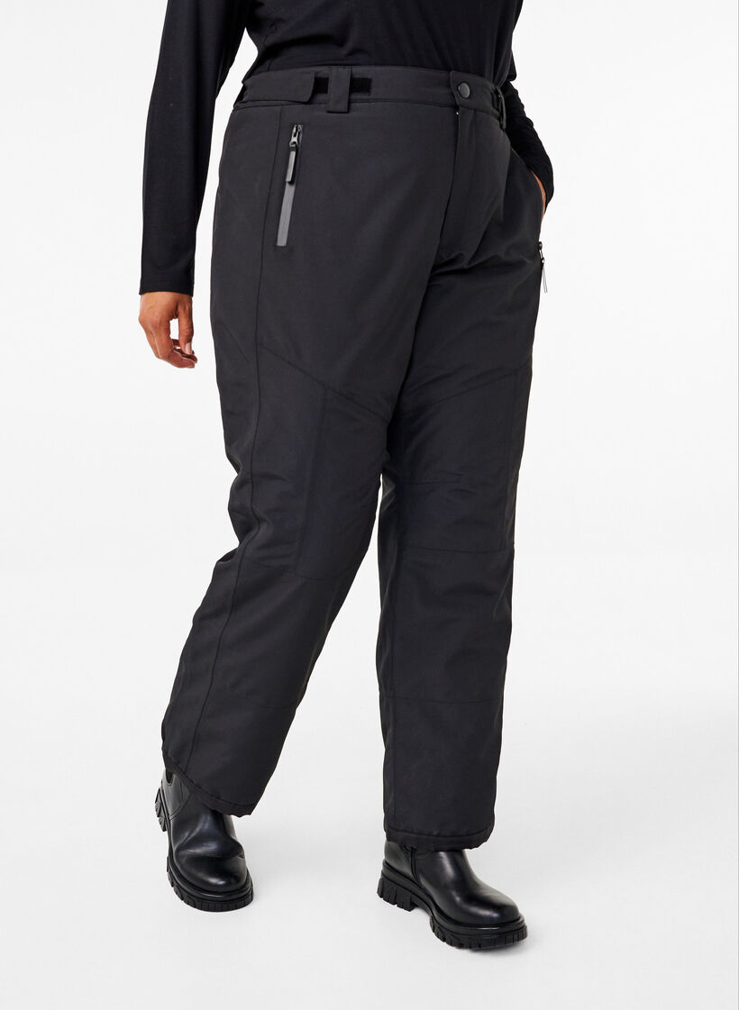 Skihose mit Taschen und verstellbarer Taille, Schwarz, Model image number 2
