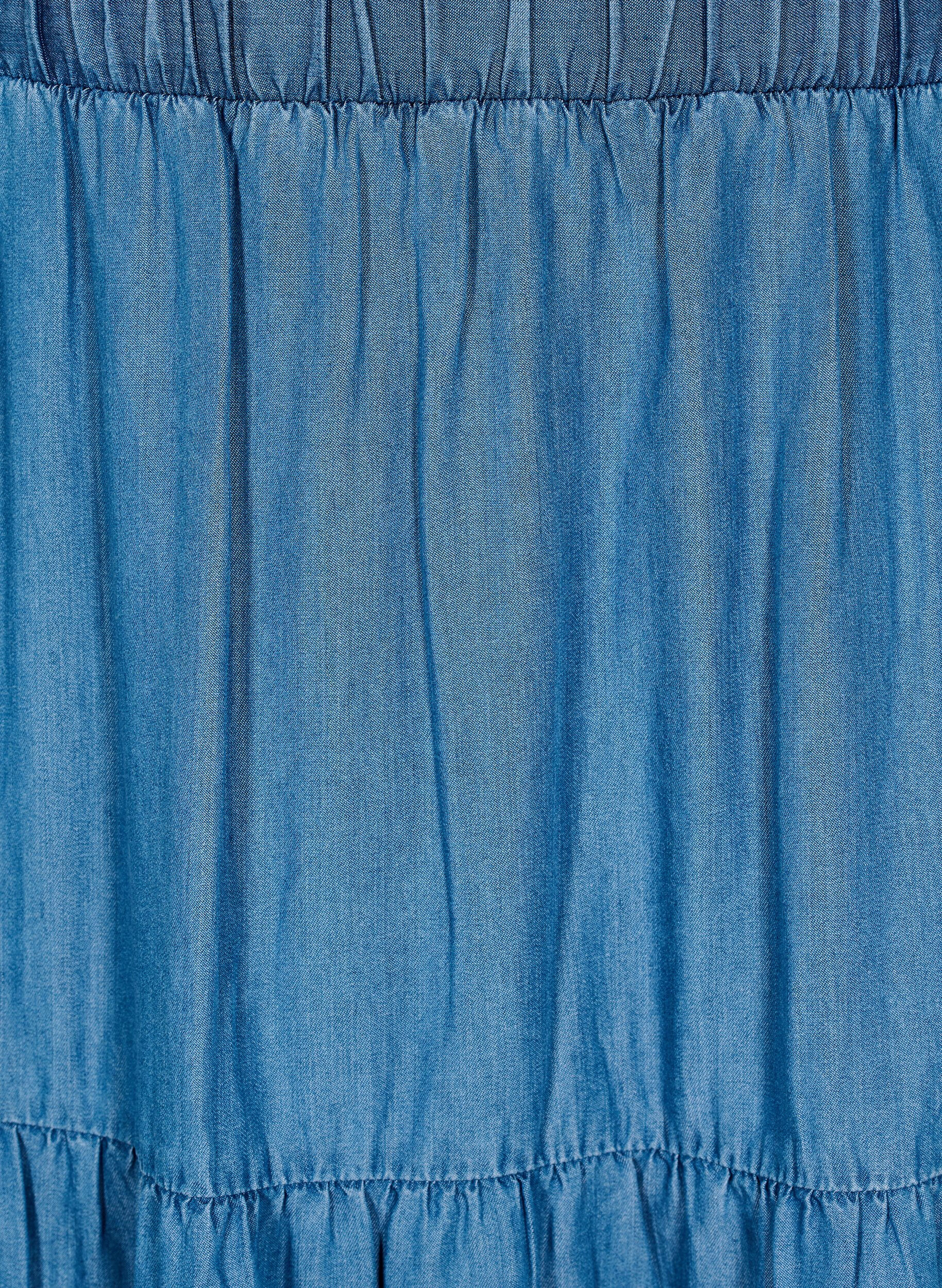 ZizziMaxirock aus Denim mit R&uuml;schen, Blau, Packshot image number 2