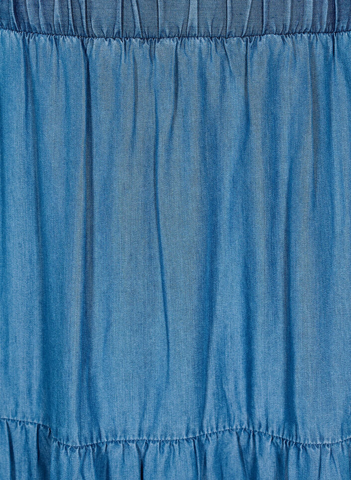 Maxirock aus Denim mit R&uuml;schen, Blau, Packshot image number 2