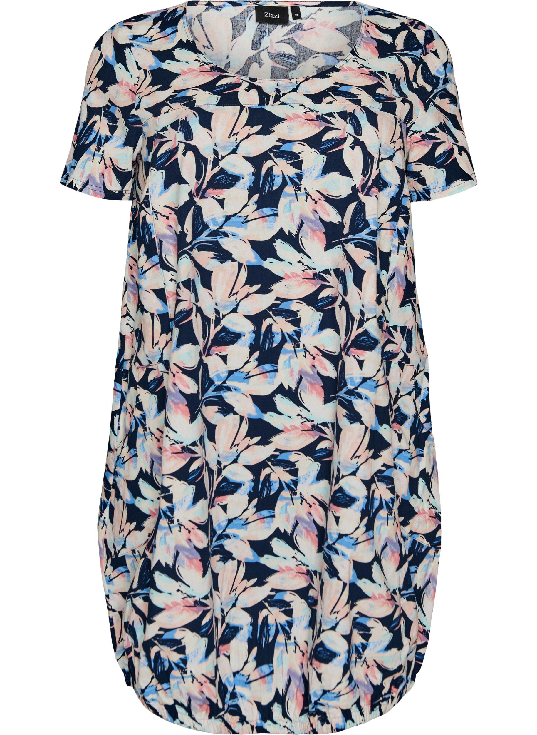 Kurz&auml;rmliges Baumwollkleid mit Aufdruck