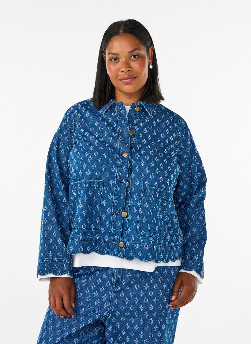 Jeansjacke mit Destroyed-Muster, Blau, Model image number 0