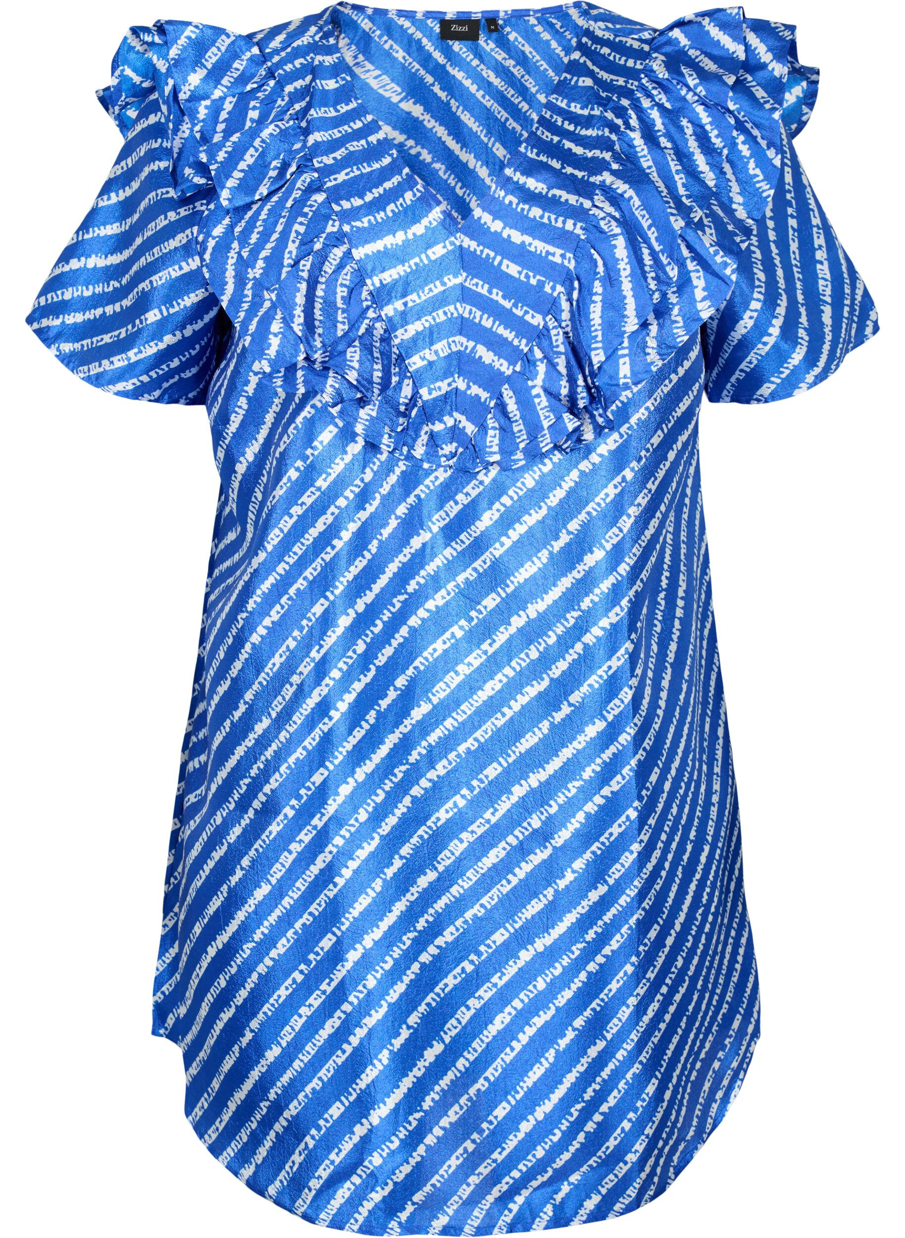 ZizziStreifentunika mit R&uuml;schen, S.T.W./White Stripes, Packshot image number 0