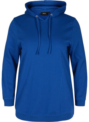 Sweatshirt mit Kapuze und Rippbündchen, Deep Blue , Packshot image number 0