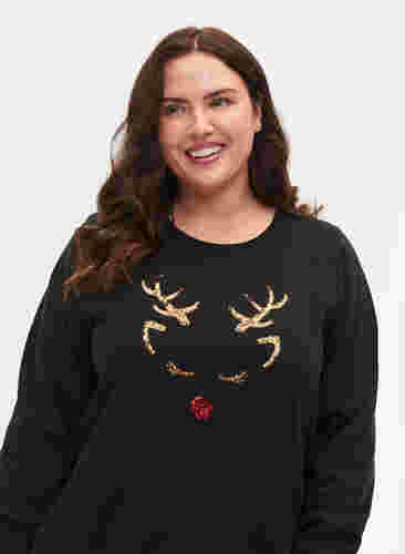 Weihnachtspullikleid, Black Reindeer, Model image number 2