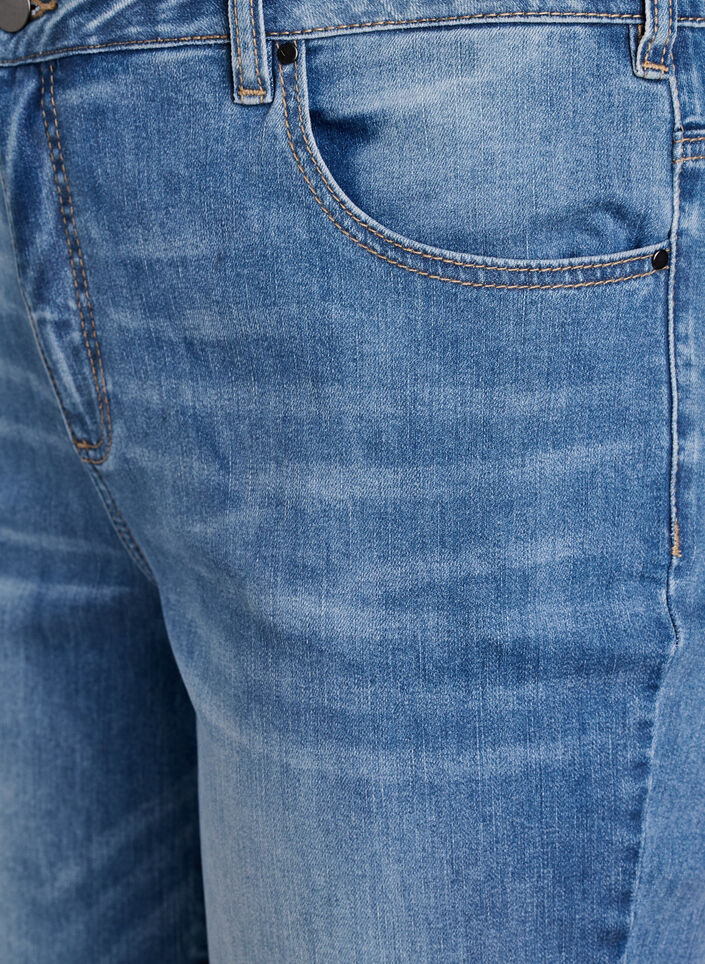 7/8-Jeans mit Umschlag und hoher Taille, Blau, Packshot