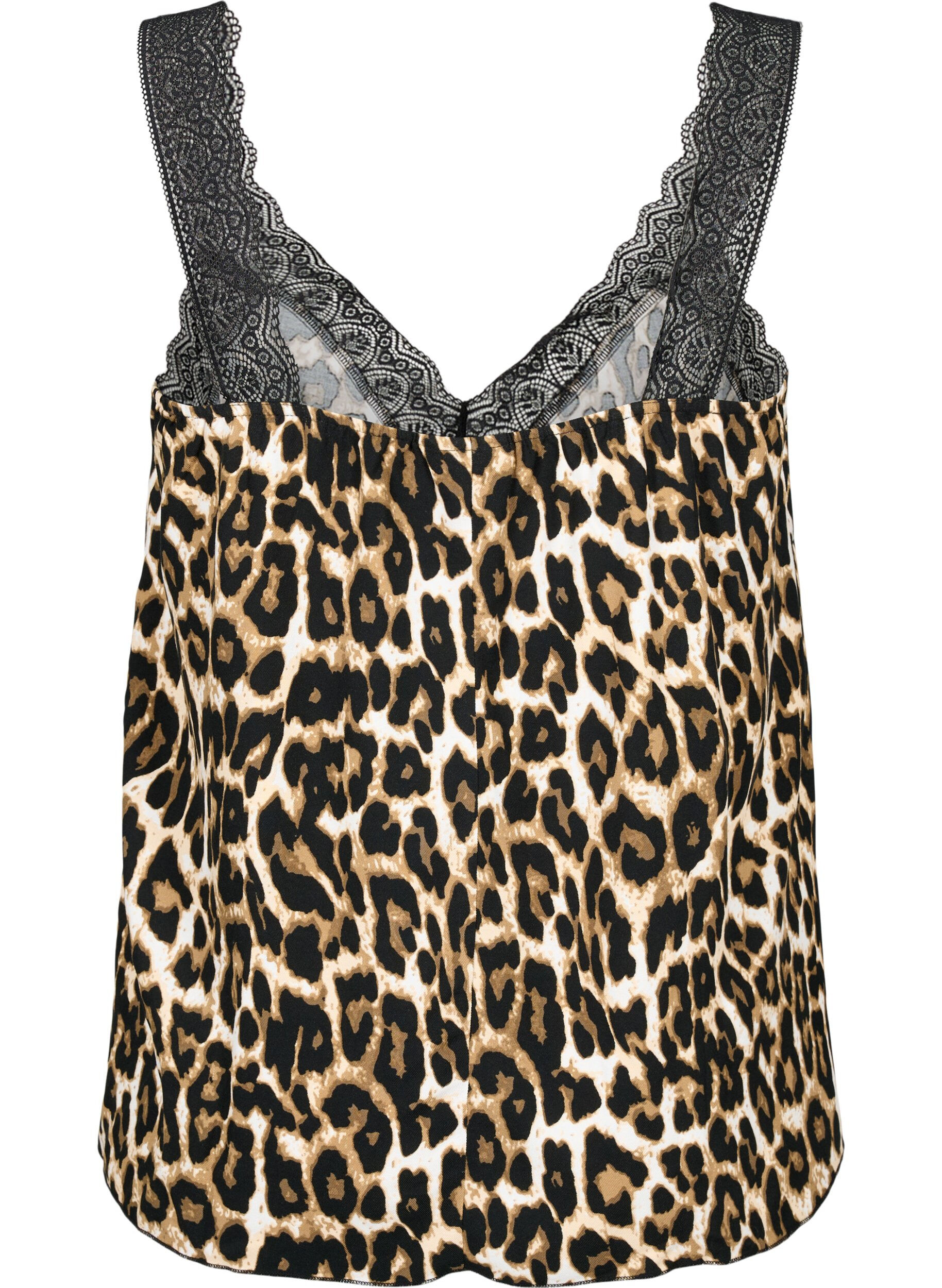 ZizziTop mit Spitze aus Viskose, Leopard, Packshot image number 1
