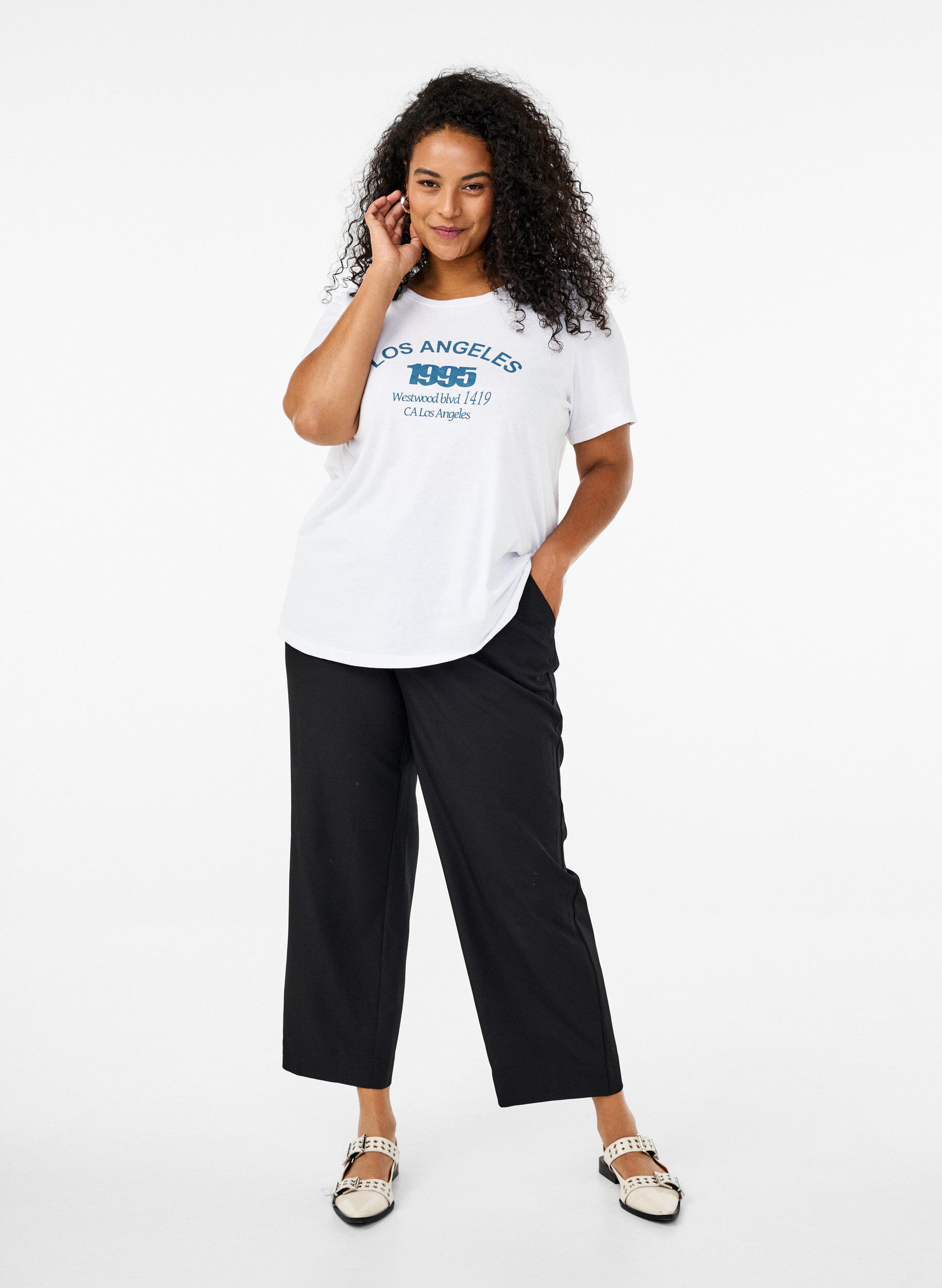 ZizziFLASH - T-Shirt mit Print, Wei&szlig;, Model image number 1