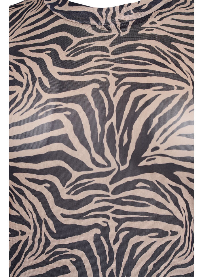 Bluse aus Mesh, mit kurzen Ärmeln, Schwarz, Packshot image number 2