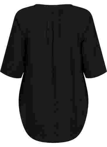 Tunika mit 3/4-Ärmeln aus Baumwolle, Black, Packshot image number 1