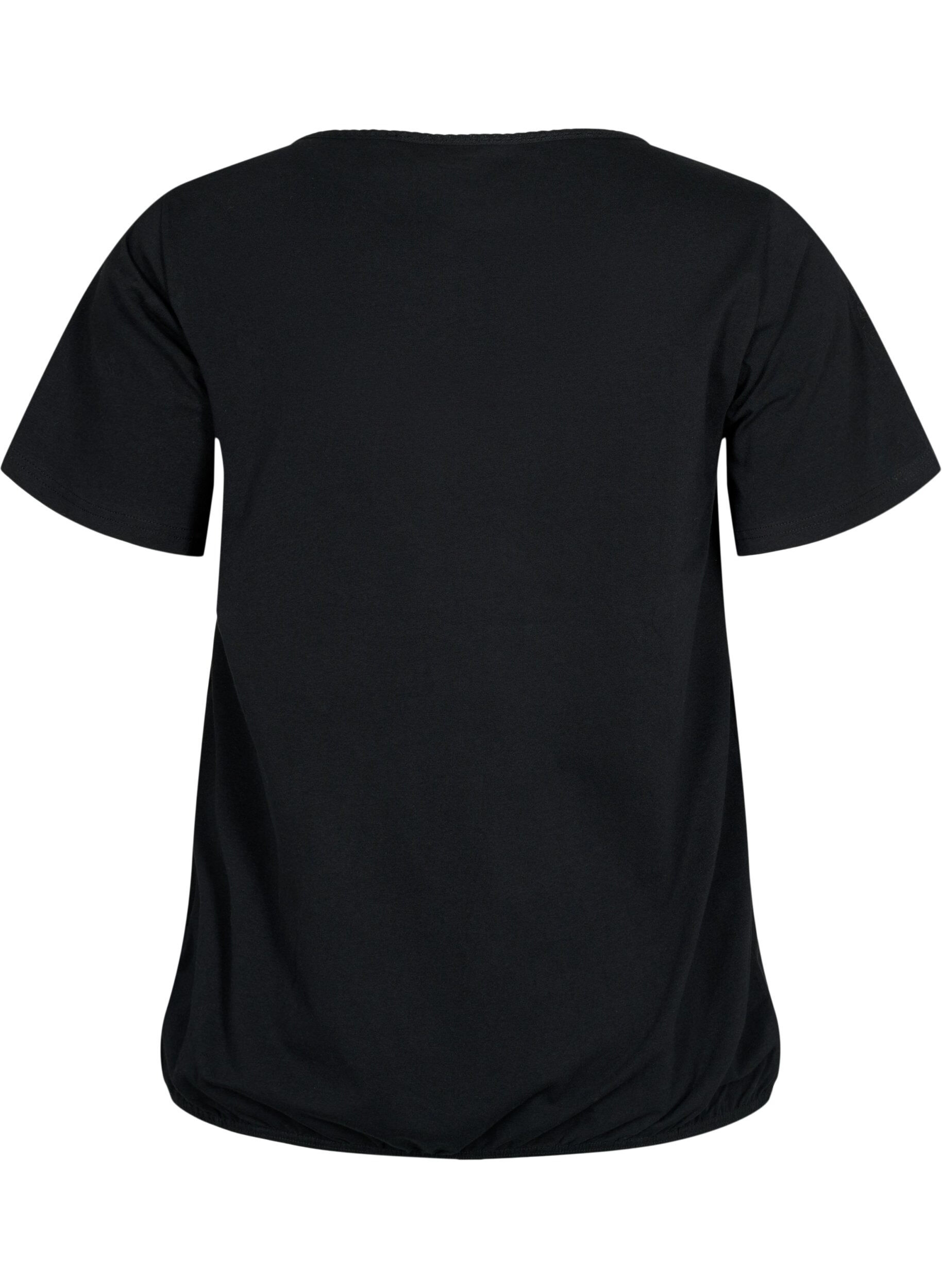 ZizziKurz&auml;rmeliges T-Shirt aus Baumwolle, Black, Packshot image number 1