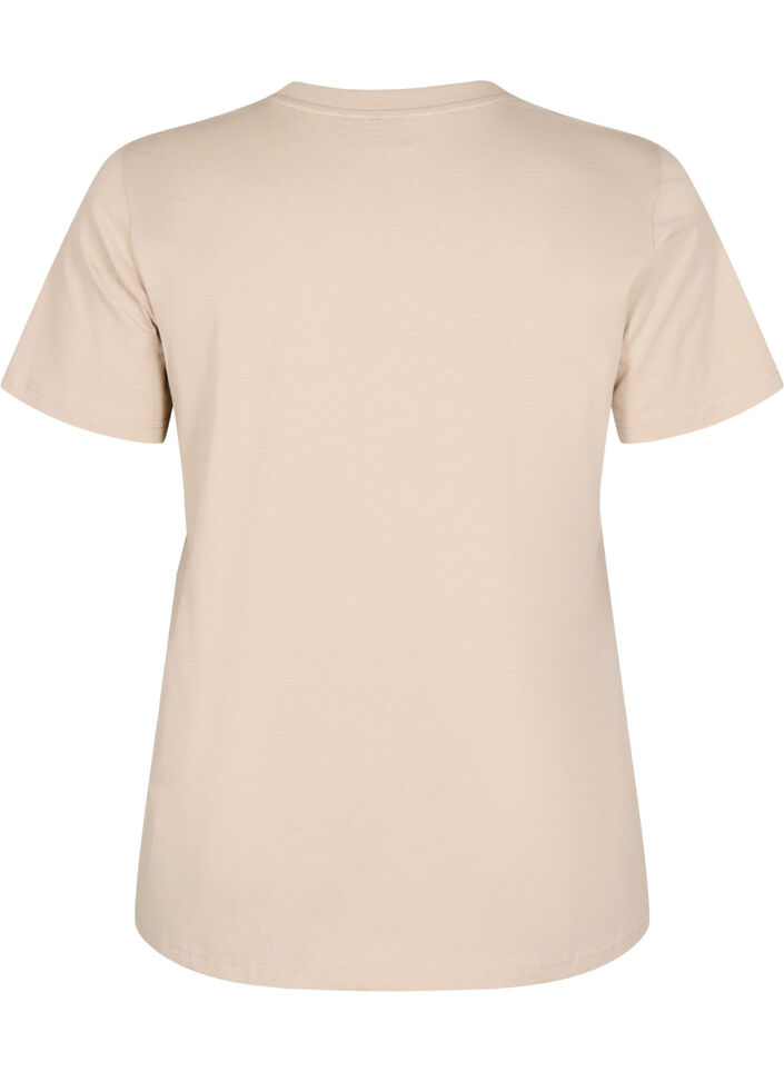 Basic-T-Shirt aus Baumwolle mit Rundhalsausschnitt, Simply Taupe, Packshot image number 1