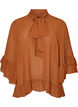 Bluse mit Bindeband und R&uuml;schendetails, Braun, Packshot image number 0