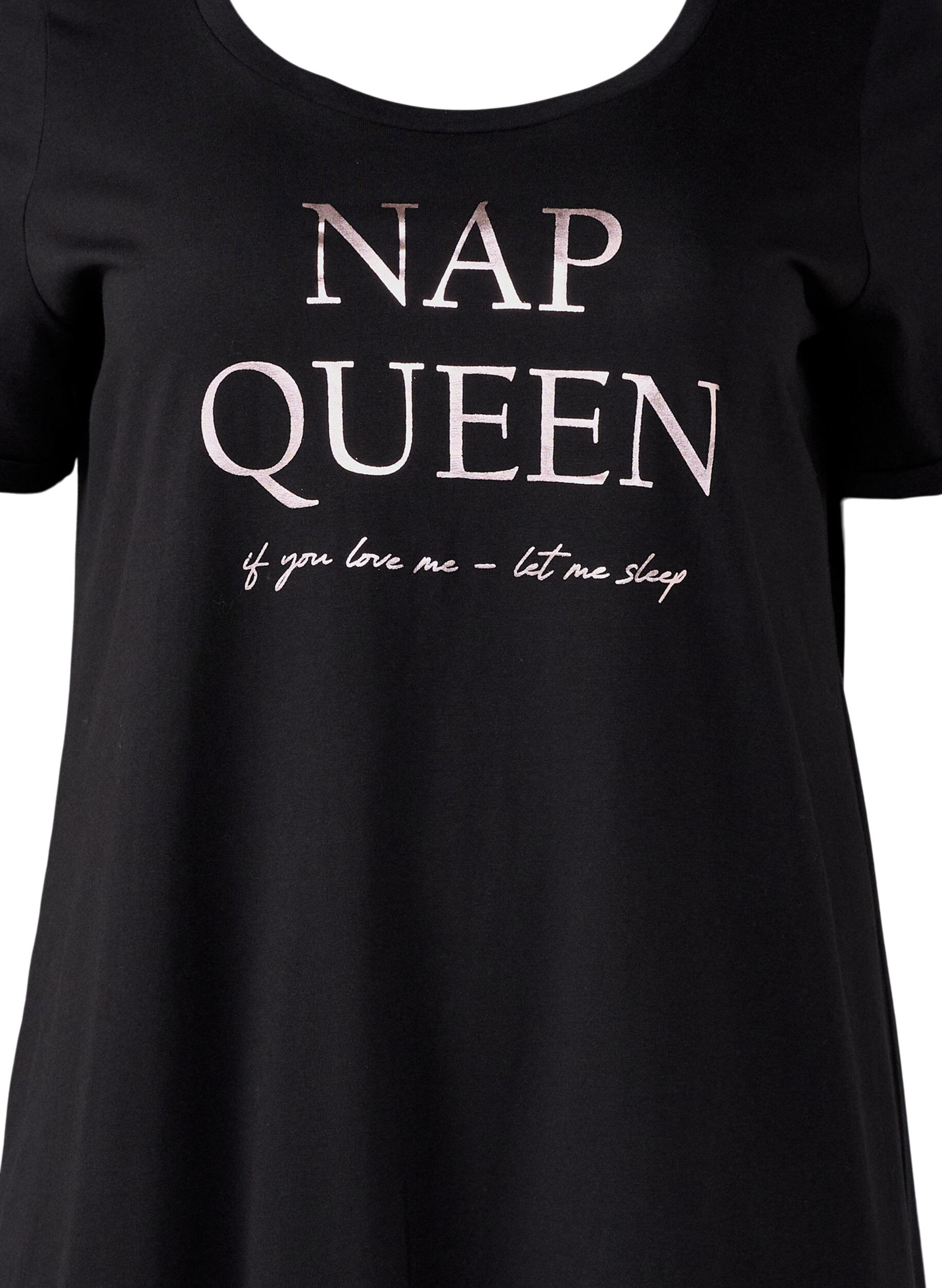 ZizziKurz&auml;rmeliges Nachthemd aus Bio-Baumwolle, Schwarz, Packshot image number 2