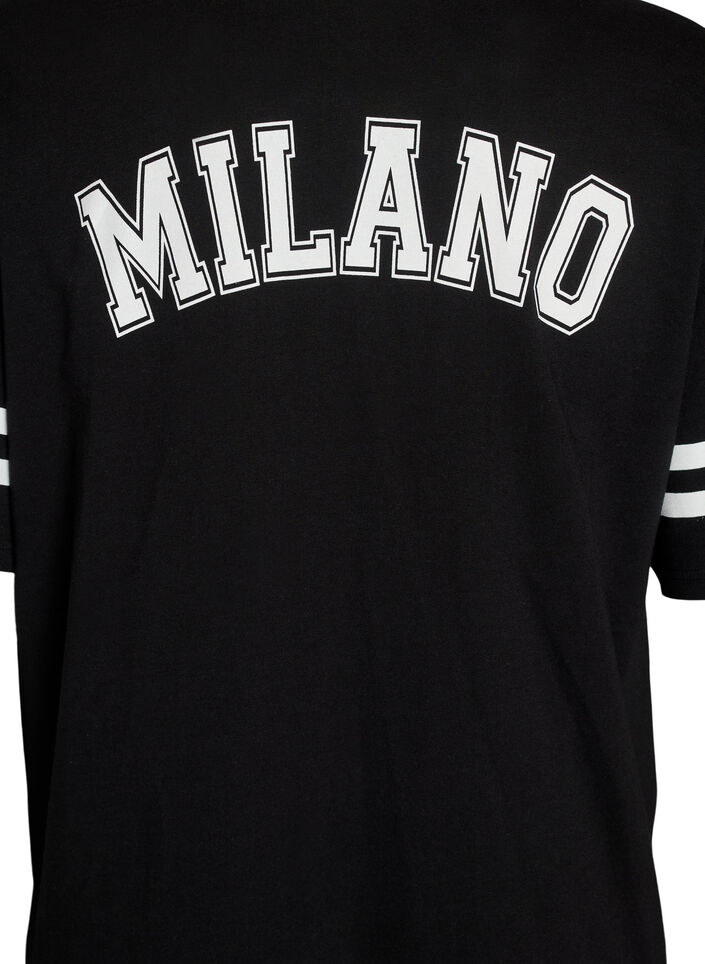 Kurzes T-Shirt-Kleid mit sportlichen Details, Schwarz, Packshot image number 3