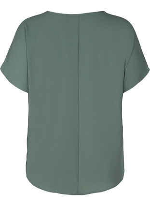 Bluse mit kurzen Ärmeln und Rundhalsausschnitt, Balsam Green, Packshot image number 1