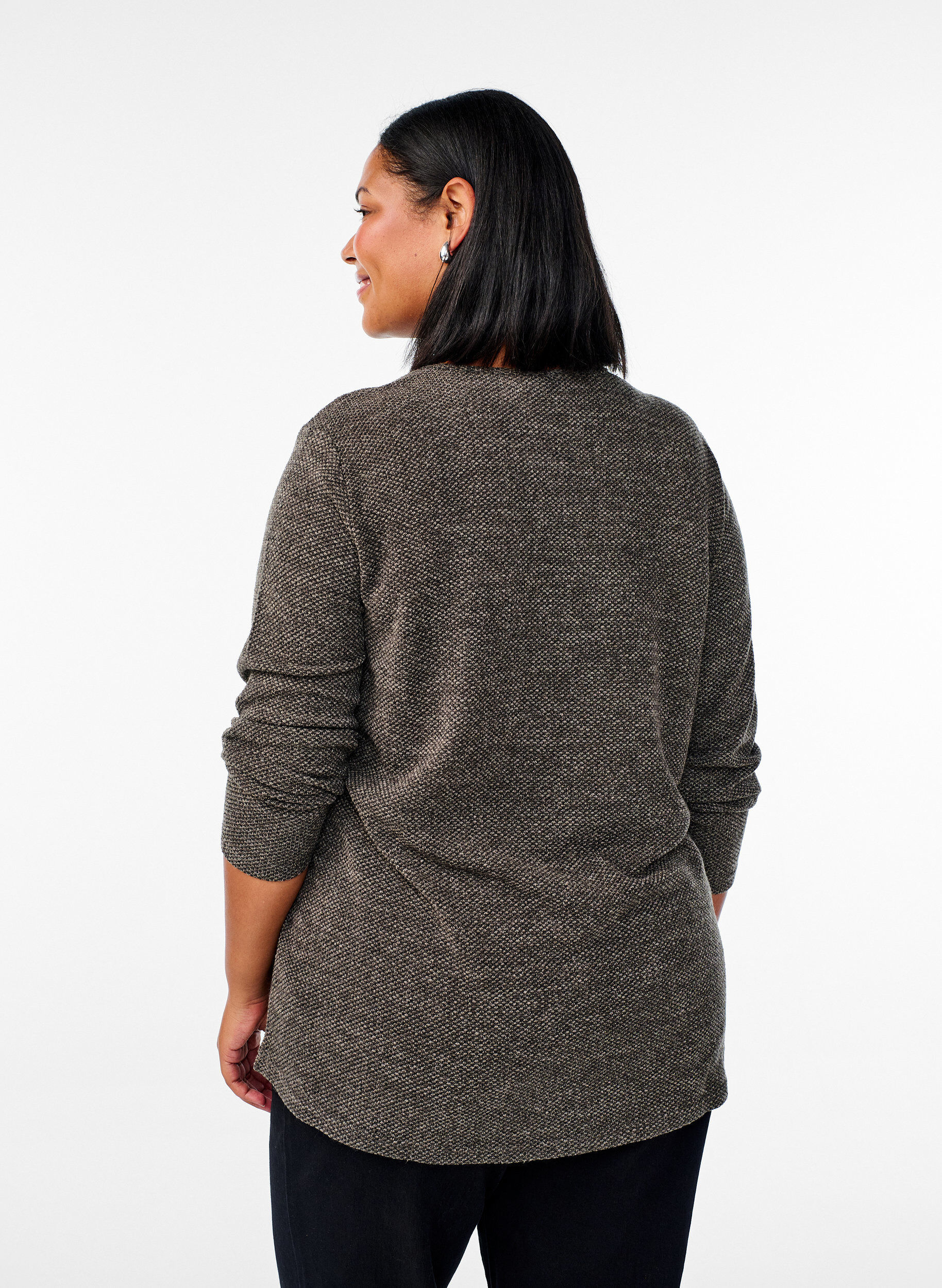 ZizziLang&auml;rmelige Bluse mit Struktur, Braun, Model image number 2