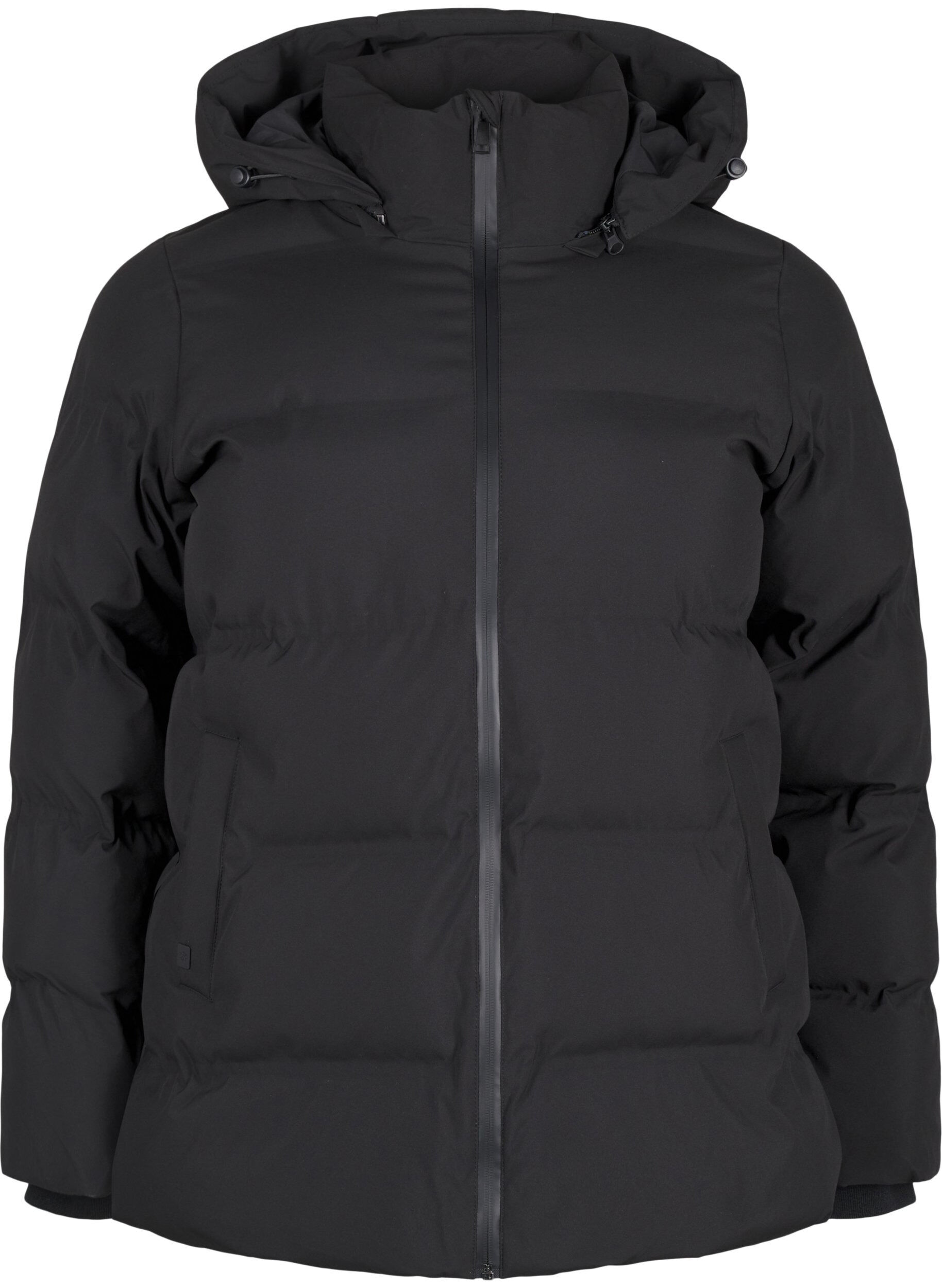 ZizziKurze Steppjacke mit Kapuze, Schwarz, Packshot image number 0
