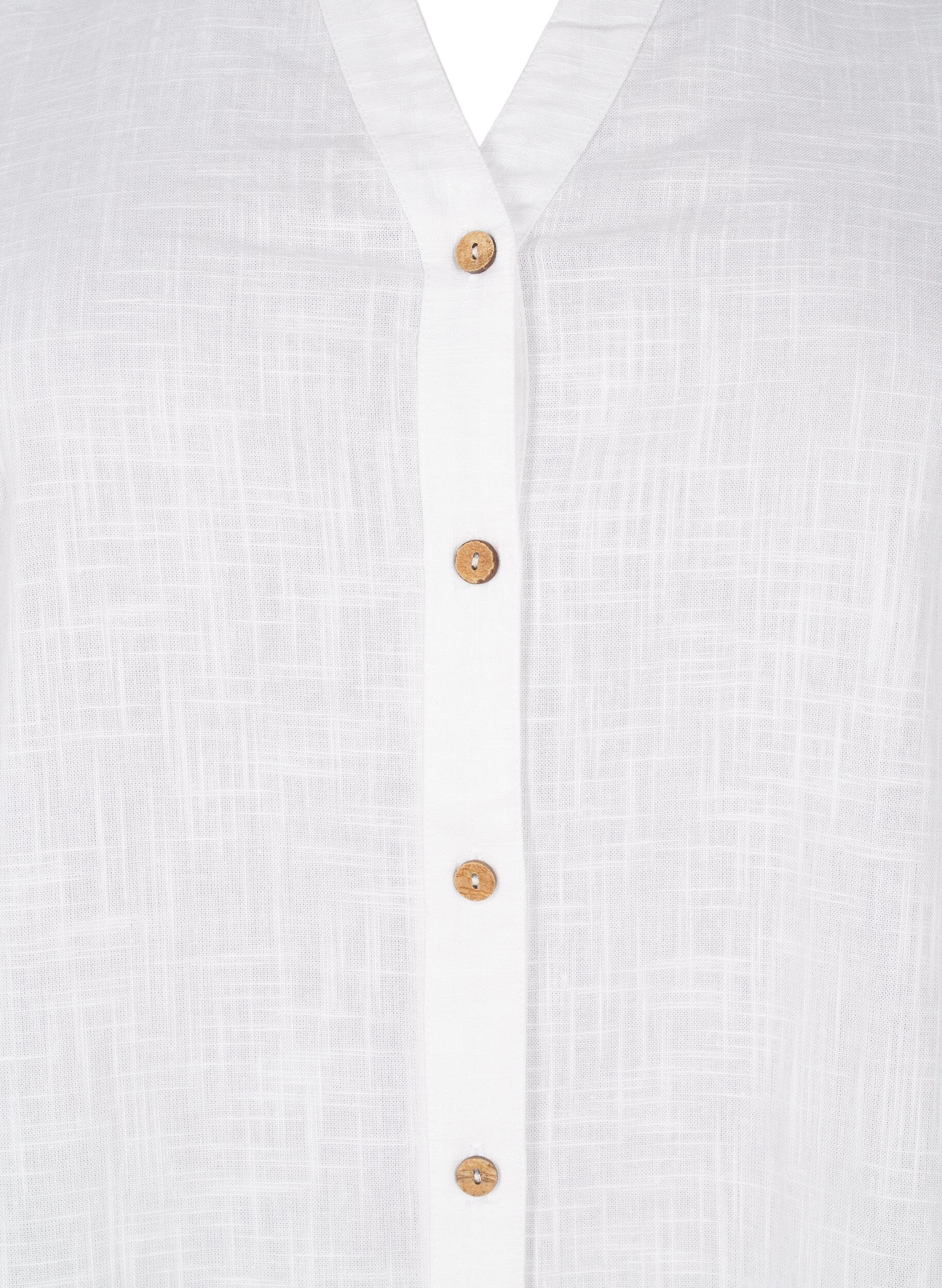 ZizziBaumwollbluse mit V-Ausschnitt, Wei&szlig;, Packshot image number 2