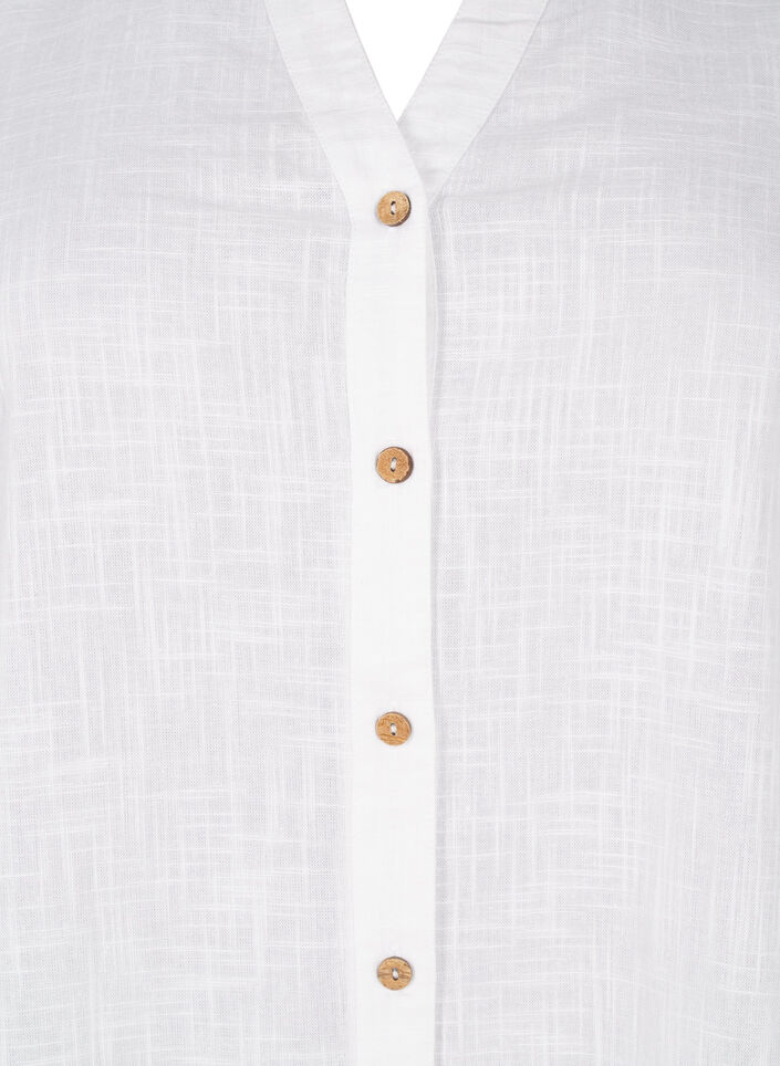Baumwollbluse mit V-Ausschnitt, Wei&szlig;, Packshot image number 2