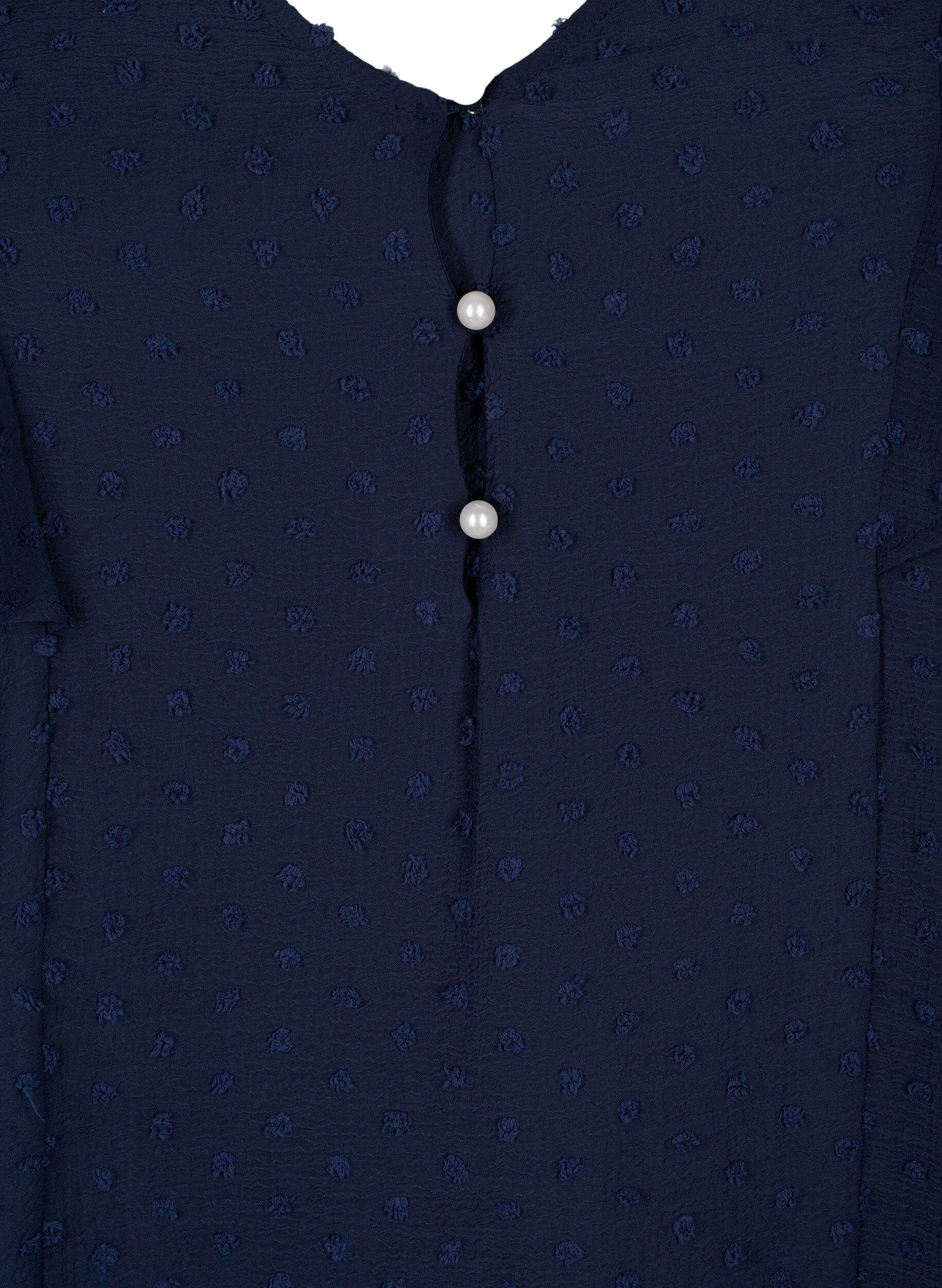 ZizziBluse mit gepunkteter Struktur und kurzen &Auml;rmeln, Navy Blazer, Packshot image number 2