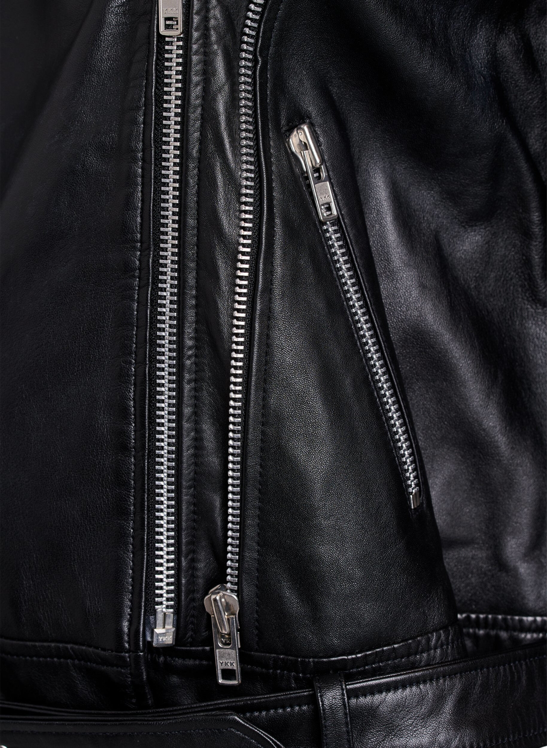 ZizziLeder-Bikerjacke mit G&uuml;rtel, Schwarz, Packshot image number 2