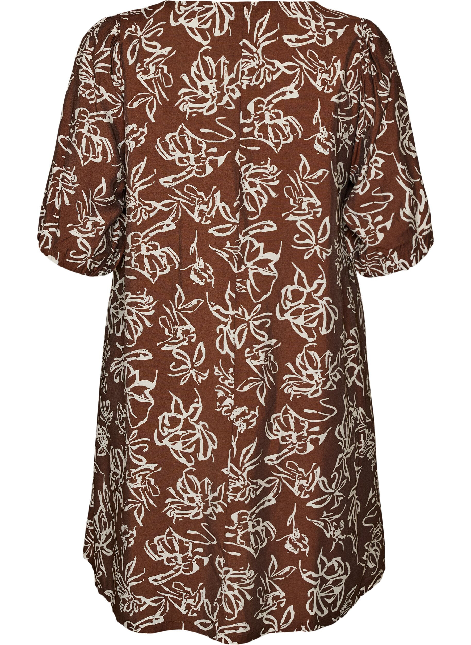 ZizziKurzes A-Linien-Kleid mit V-Ausschnitt, Braun, Packshot image number 1