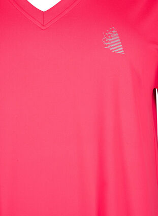 Lockeres Trainings-T-Shirt mit V-Ausschnitt, Neon Diva Pink, Packshot image number 2
