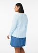 Strickjacke mit Lochstickerei und gewellten Kanten, Blau, Model image number 2