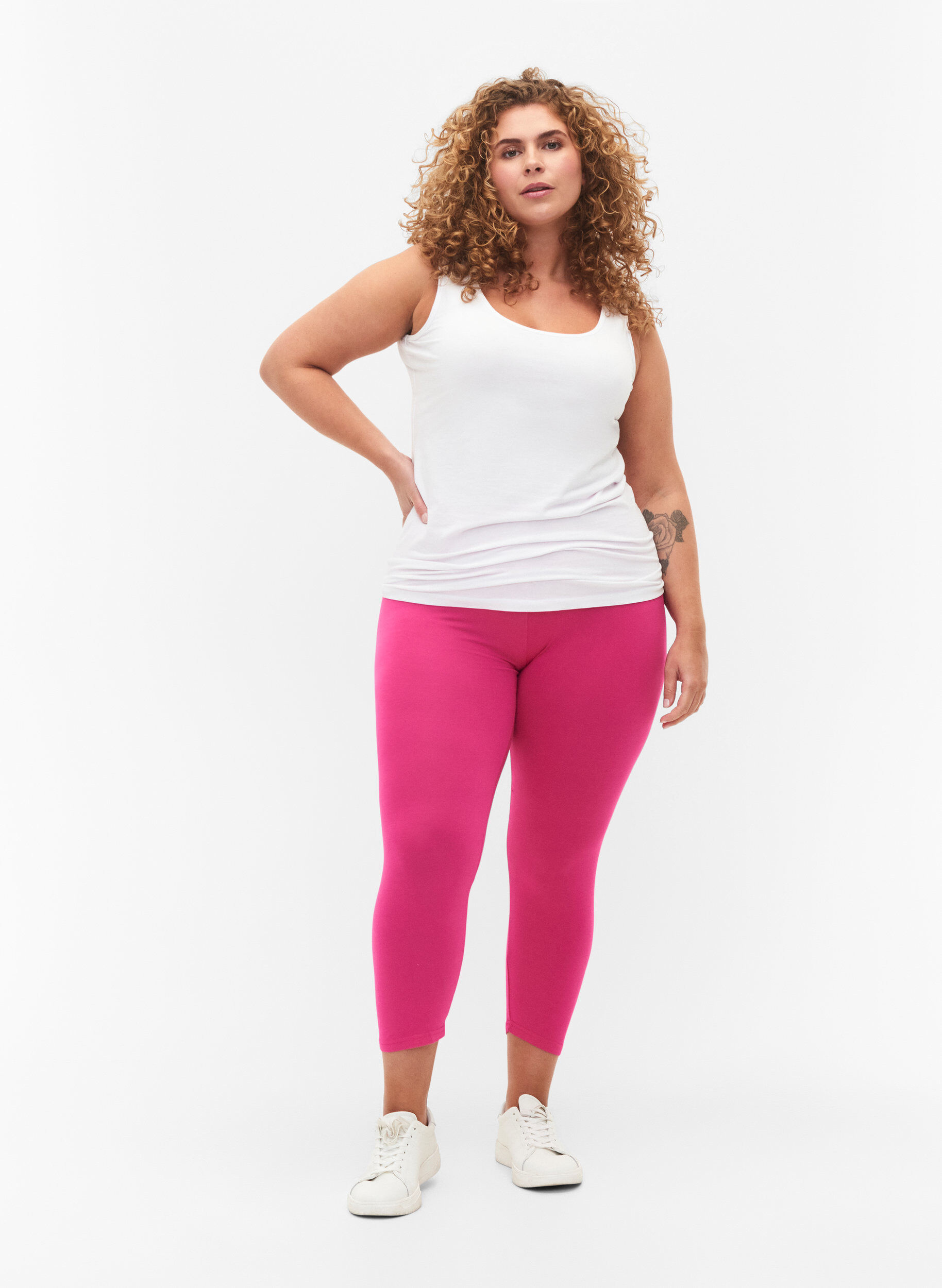 ZizziBasic 3/4-Leggings aus Viskose, Pink, Model image number 1
