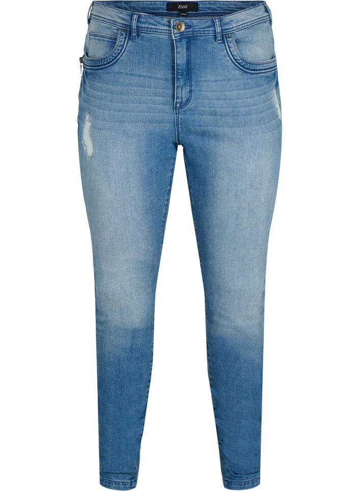 Super Slim Amy Jeans mit Schlitz und Knöpfen, Light blue, Packshot image number 0