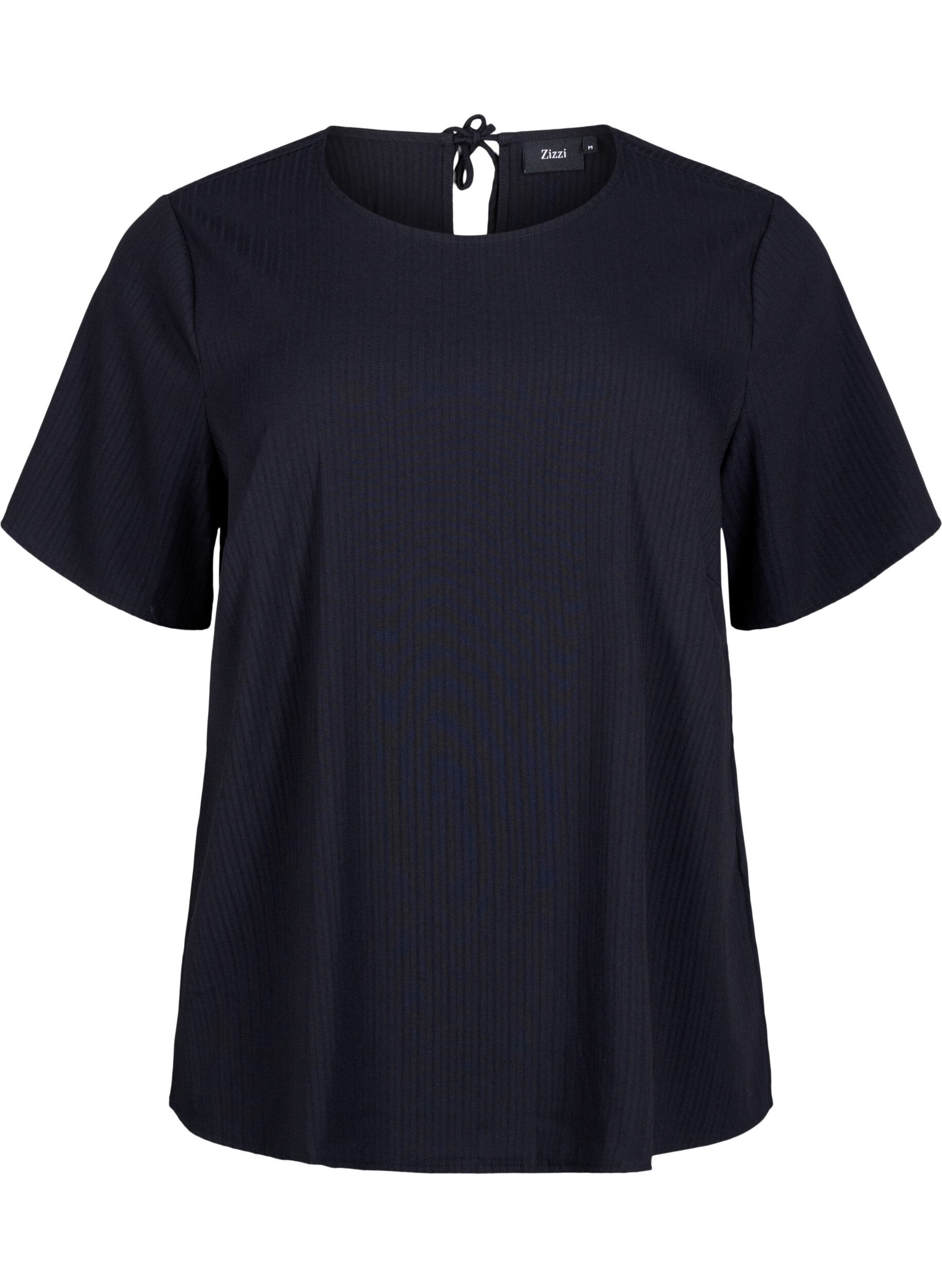 ZizziKurz&auml;rmelige Bluse aus Viskose mit Schleifen, Black, Packshot image number 0