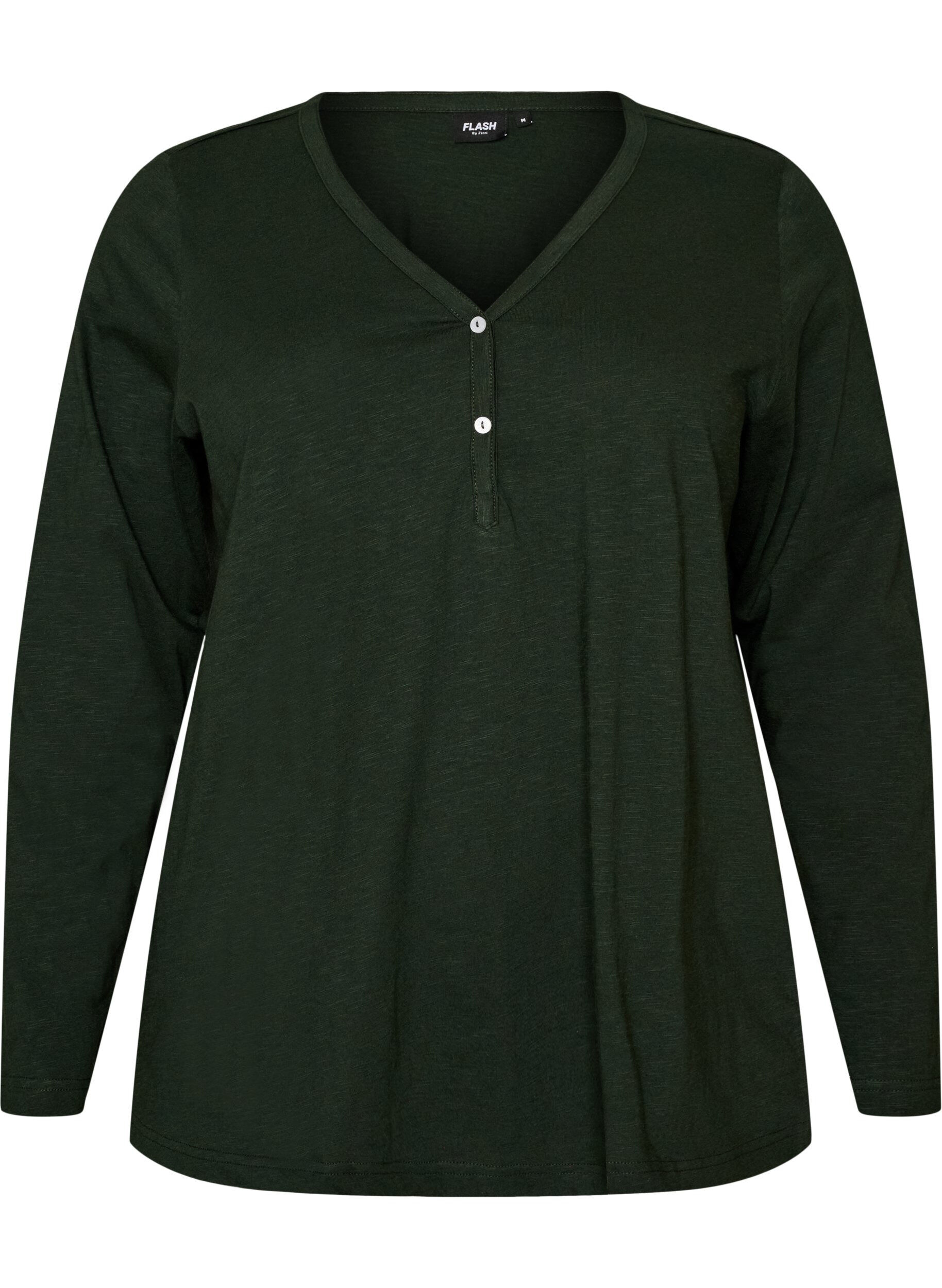 ZizziLangarmshirt mit V-Ausschnitt und Kn&ouml;pfen, Gr&uuml;n, Packshot image number 0