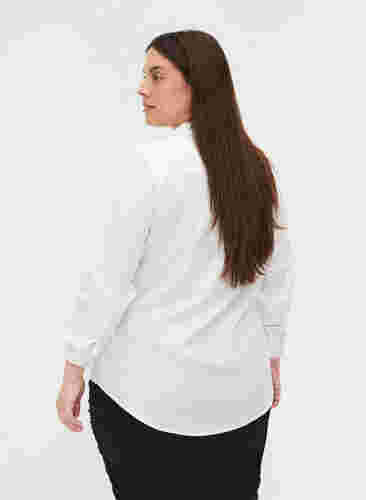 Hemdbluse aus Bio-Baumwolle mit Kragen und Knöpfen, White, Model image number 1
