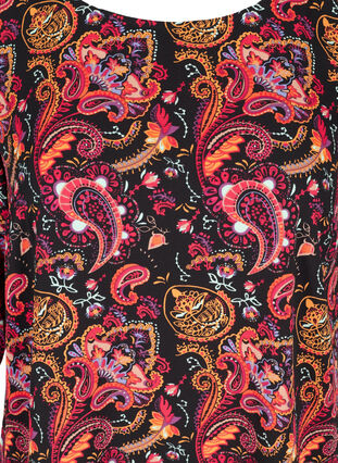 Bluse mit Print, 3/4-Ärmeln und Spitze am Rücken, Black/Multi Paisley, Packshot image number 2