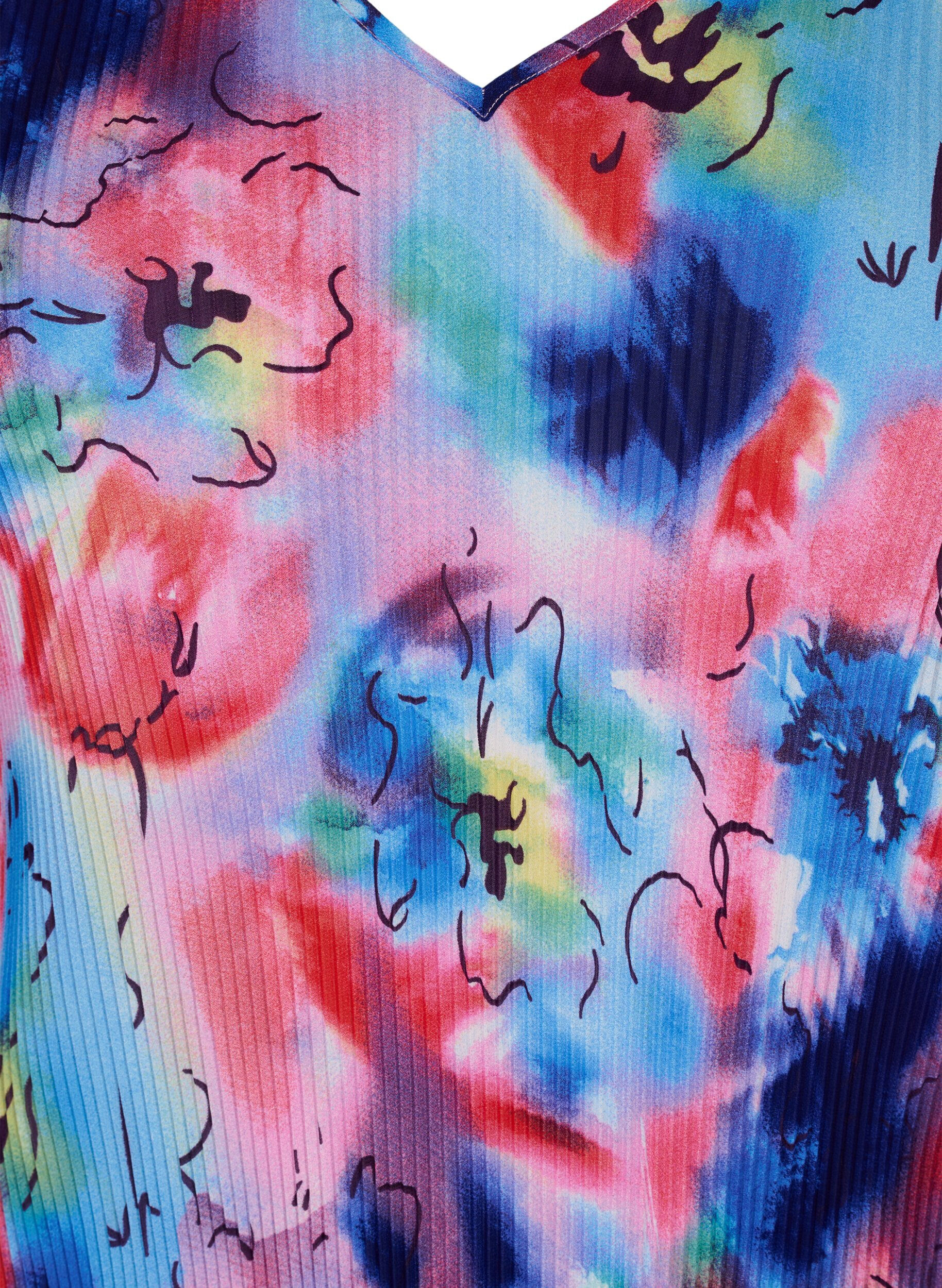 ZizziPlissierte Bluse mit 3/4-&Auml;rmeln, Lavender Space AOP, Packshot image number 2