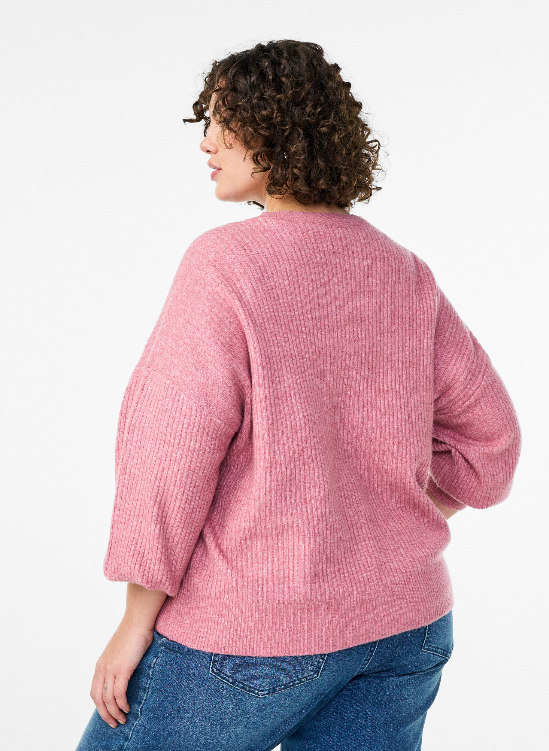 ZizziRippenstrick Strickjacke mit Kn&ouml;pfen, Rot, Model image number 2