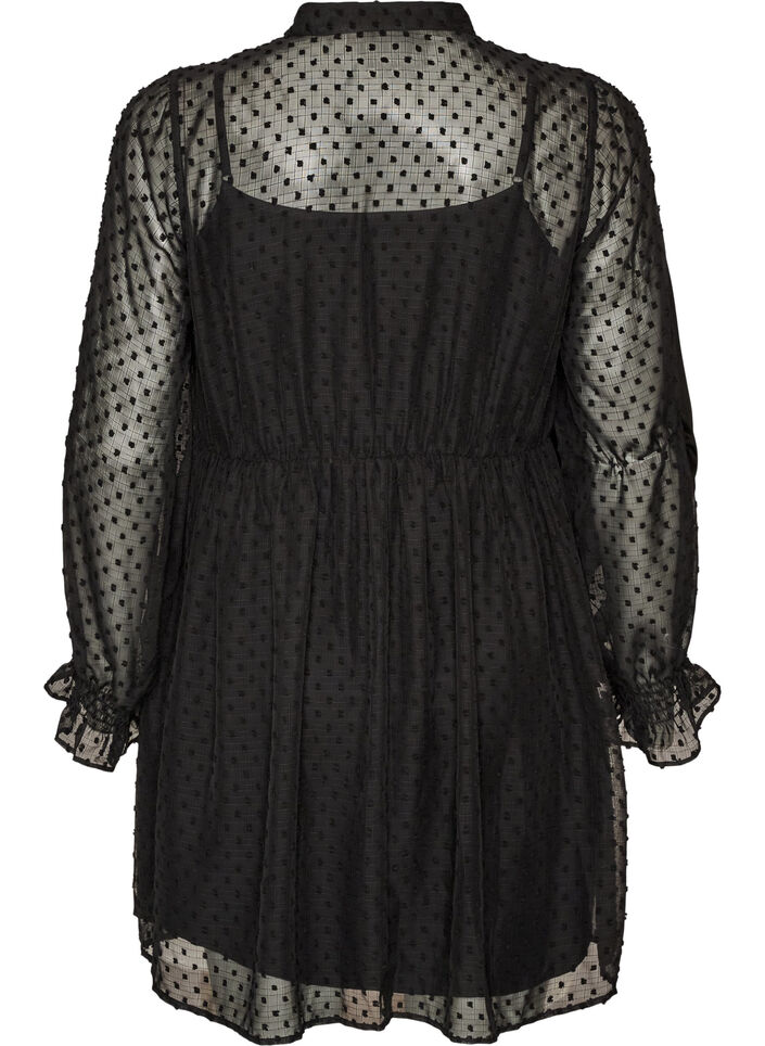 Kleid aus Chiffon mit Guipure-Spitze und Empire-Linie, Schwarz, Packshot image number 1