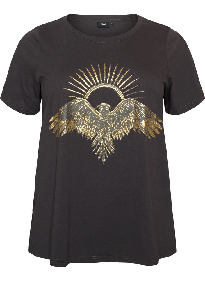 T-Shirt aus Baumwolle mit Frontprint, Grau, Packshot image number 0